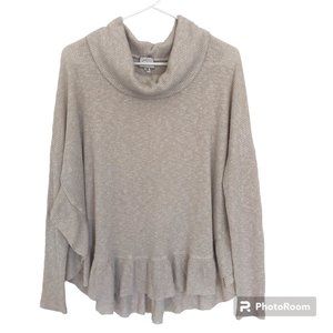 Anthropologie Women's Sweater, Size XS, Tan, Gold Metallic threads